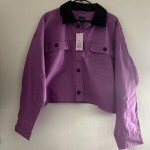 Wild Fable Purple Crop Button Up Jacket Top NWT
